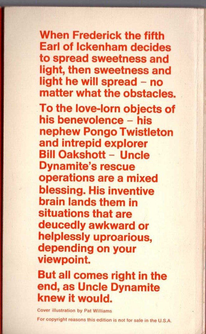 P.G. Wodehouse  UNCLE DYNAMITE magnified rear book cover image
