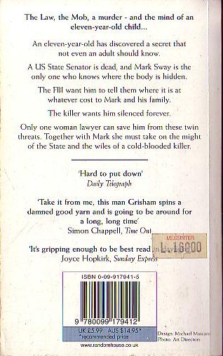 John Grisham  THE CLIENT magnified rear book cover image