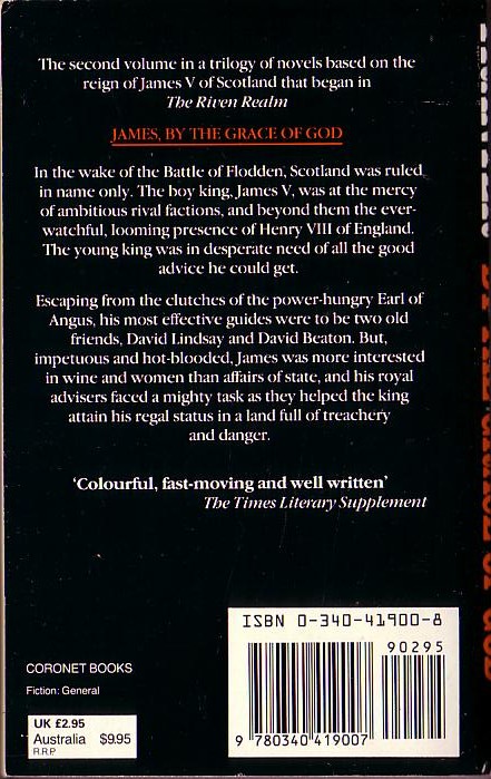 Nigel Tranter  JAMES, BY THE GRACE OF GOD magnified rear book cover image