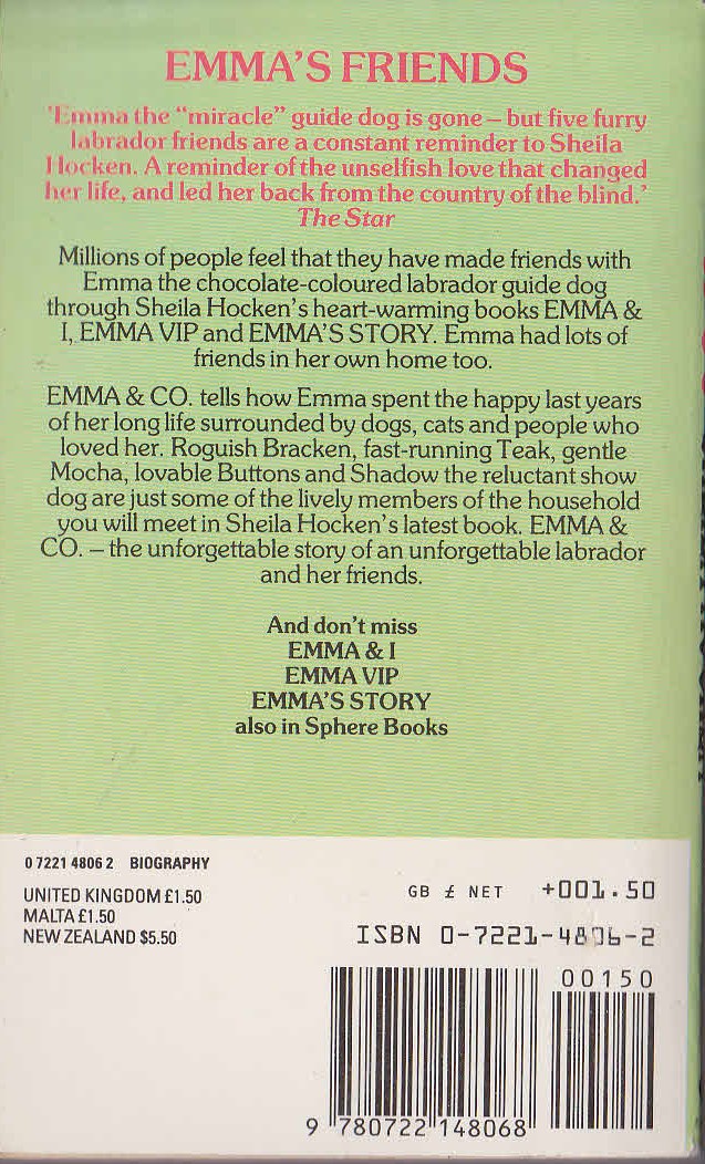Sheila Hocken  EMMA & CO magnified rear book cover image