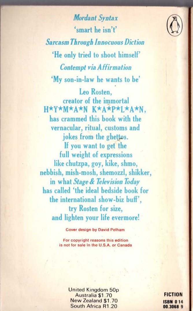 Leo Rosten  THE JOYS OF YIDDISH magnified rear book cover image