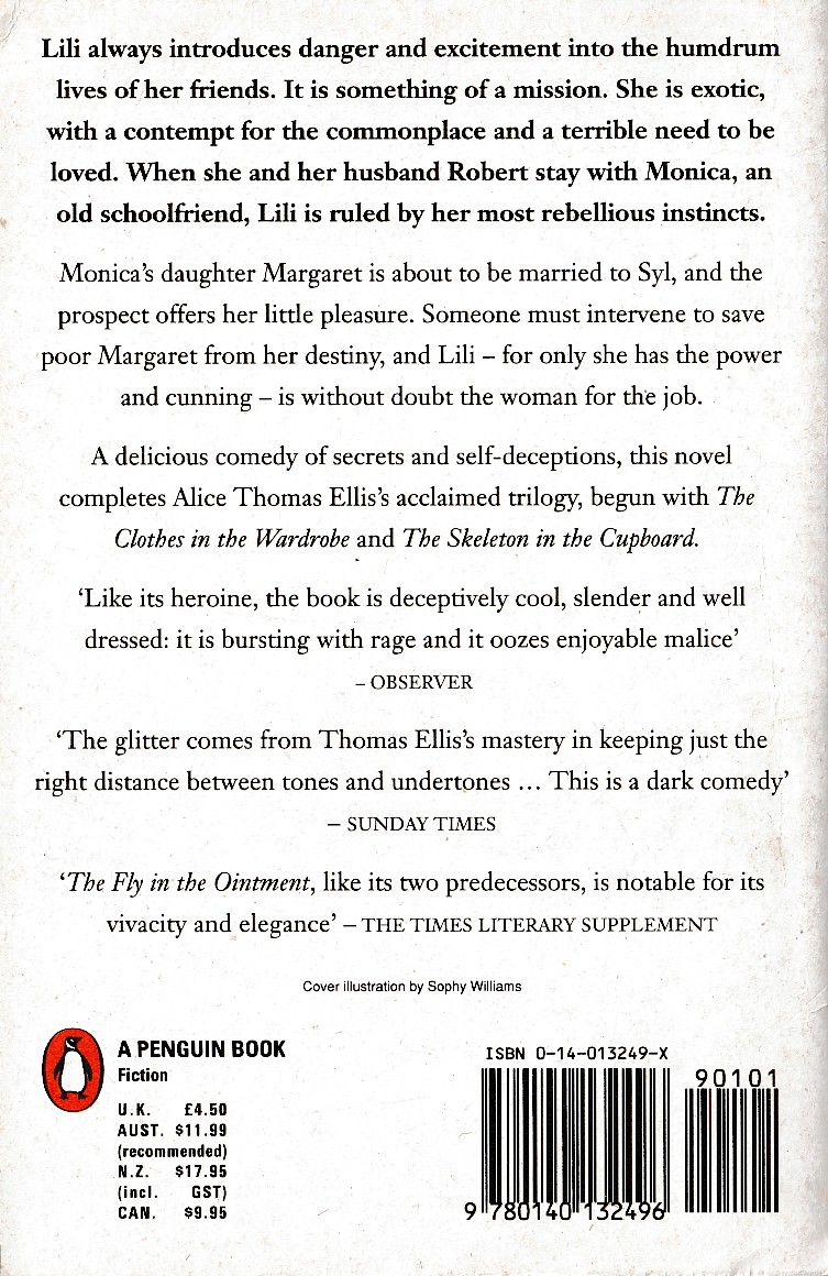 Alice Thomas Ellis  THE FLY IN THE OINTMENT magnified rear book cover image