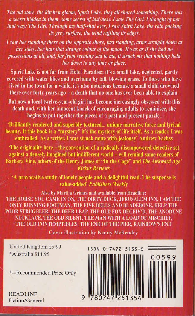 Martha Grimes  HOTEL PARADISE magnified rear book cover image