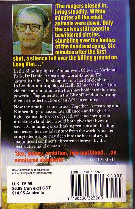 Wilbur Smith  ELEPHANT SONG magnified rear book cover image