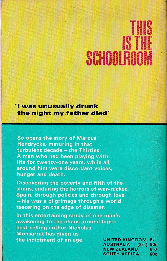 Nicholas Monsarrat  THIS IS THE SCHOOLROOM magnified rear book cover image