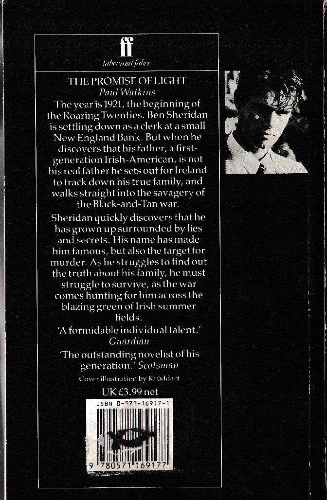 Paul Watkins  THE PROMISE OF LIGHT magnified rear book cover image