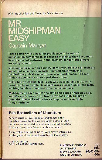 Captain Marryat  MR MIDSHIPMAN EASY magnified rear book cover image