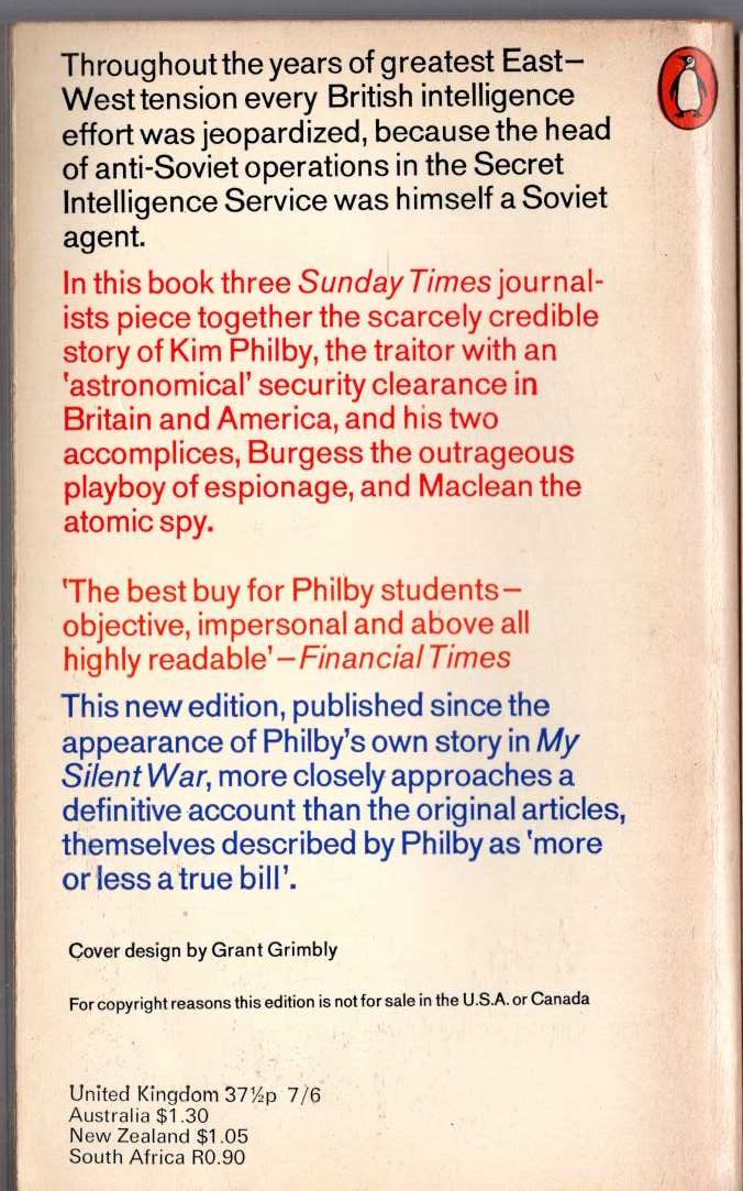 PHILBY - THE SPY WHO BETRAYED A GENERATION magnified rear book cover image