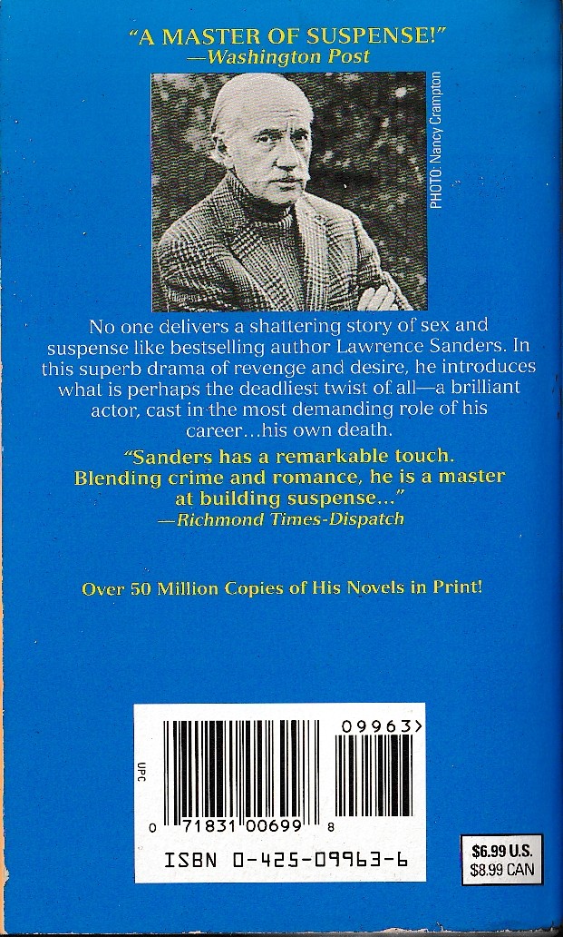 Lawrence Sanders  THE MARLOW CHRONICLES magnified rear book cover image
