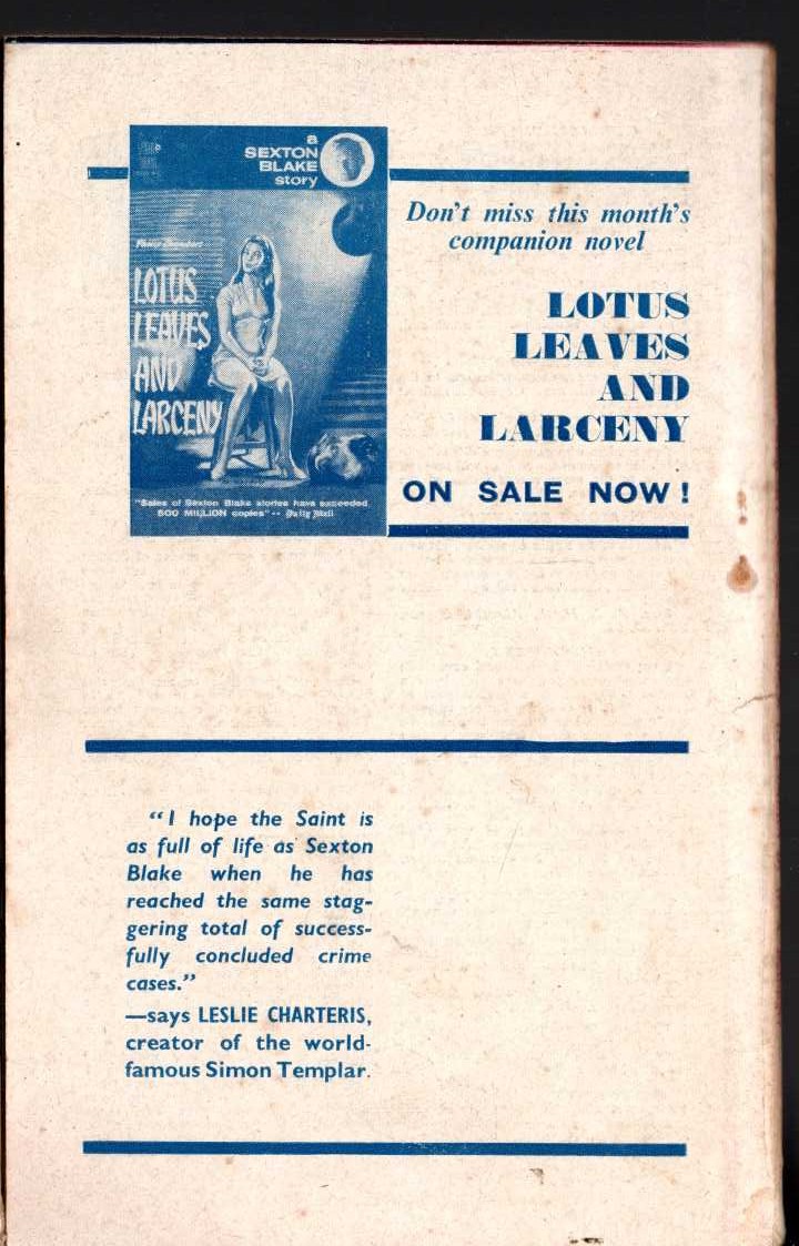 W.A. Ballinger  MURDER IN CAMERA (Sexton Blake) magnified rear book cover image