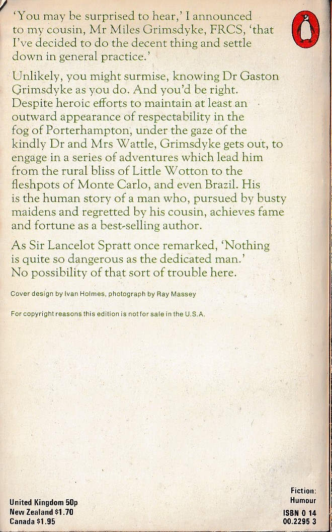 Richard Gordon  DOCTOR IN CLOVER magnified rear book cover image