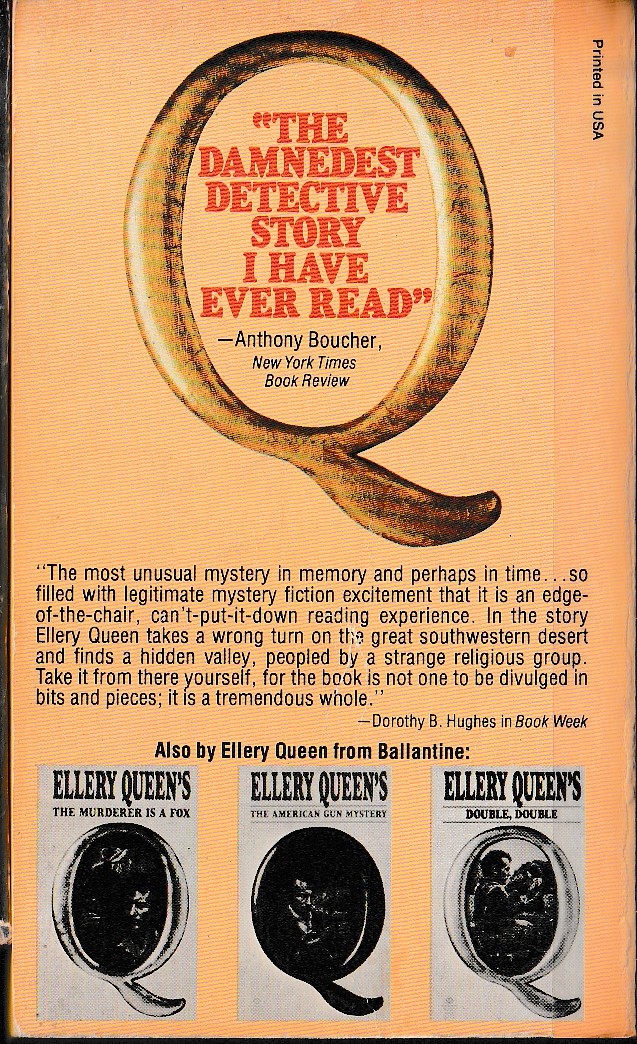 Ellery Queen  AND ON THE EIGHTH DAY magnified rear book cover image