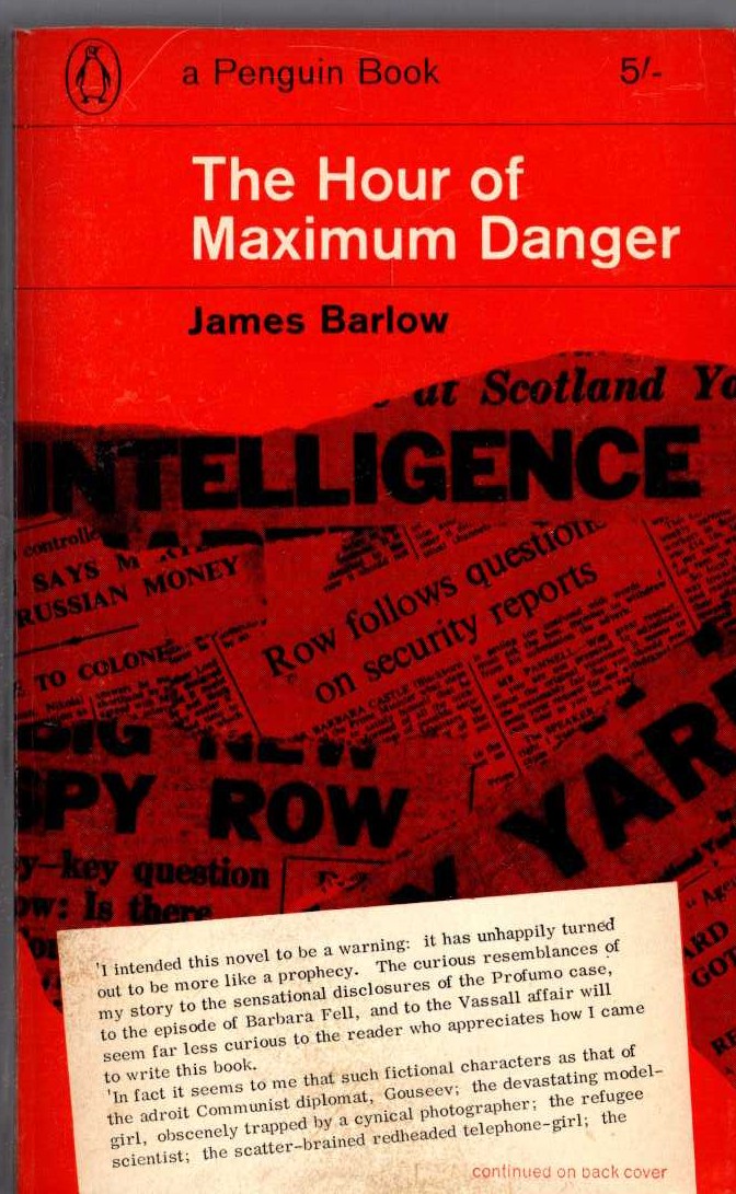 James Barlow  THE HOUR OF MAXIMUM DANGER front book cover image