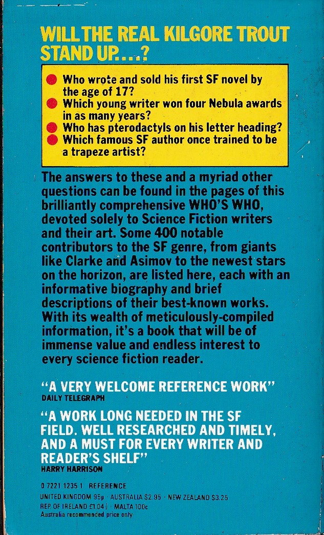 Brian Ash  WHO'S WHO IN SCIENCE FICTION magnified rear book cover image