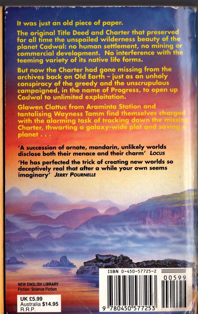 Jack Vance  ECCE & OLD EARTH magnified rear book cover image
