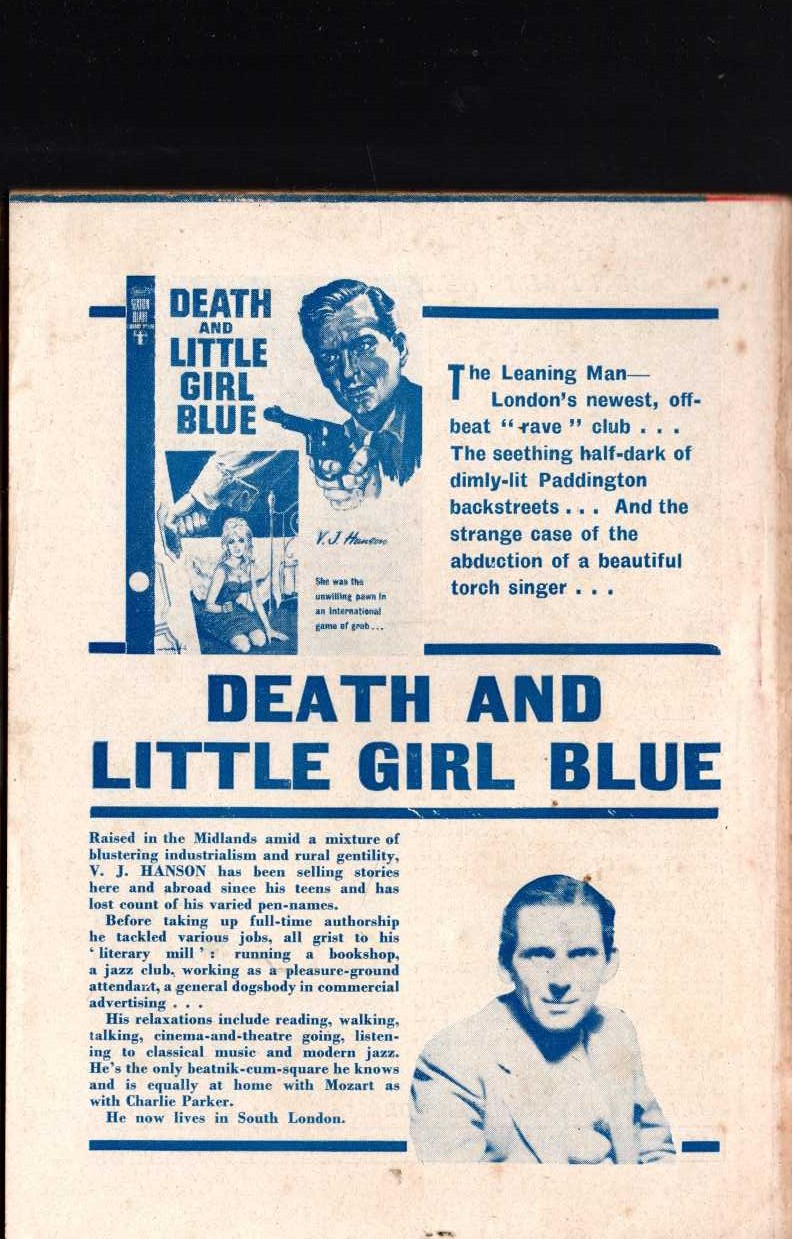 V.J. Hanson  DEATH AND LITTLE GIRL BLUE (Sexton Blake) magnified rear book cover image