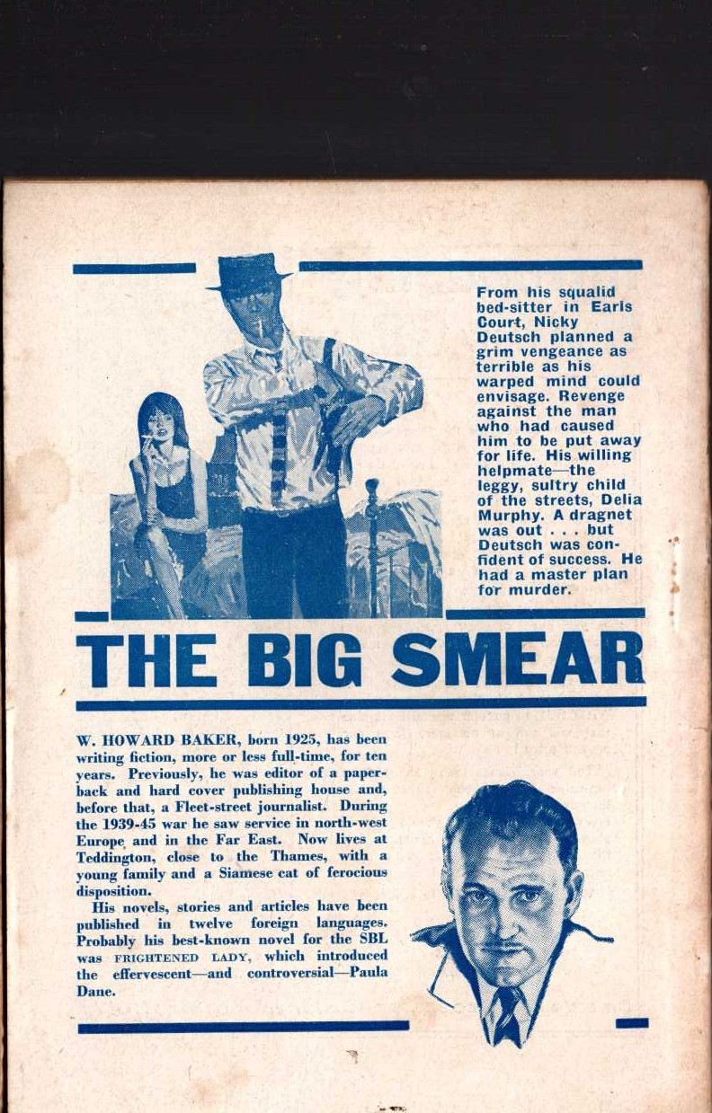 W.Howard Baker  THE BIG SMEAR (Sexton Blake) magnified rear book cover image