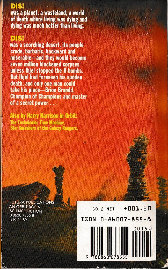 Harry Harrison  PLANET OF THE DAMNED magnified rear book cover image