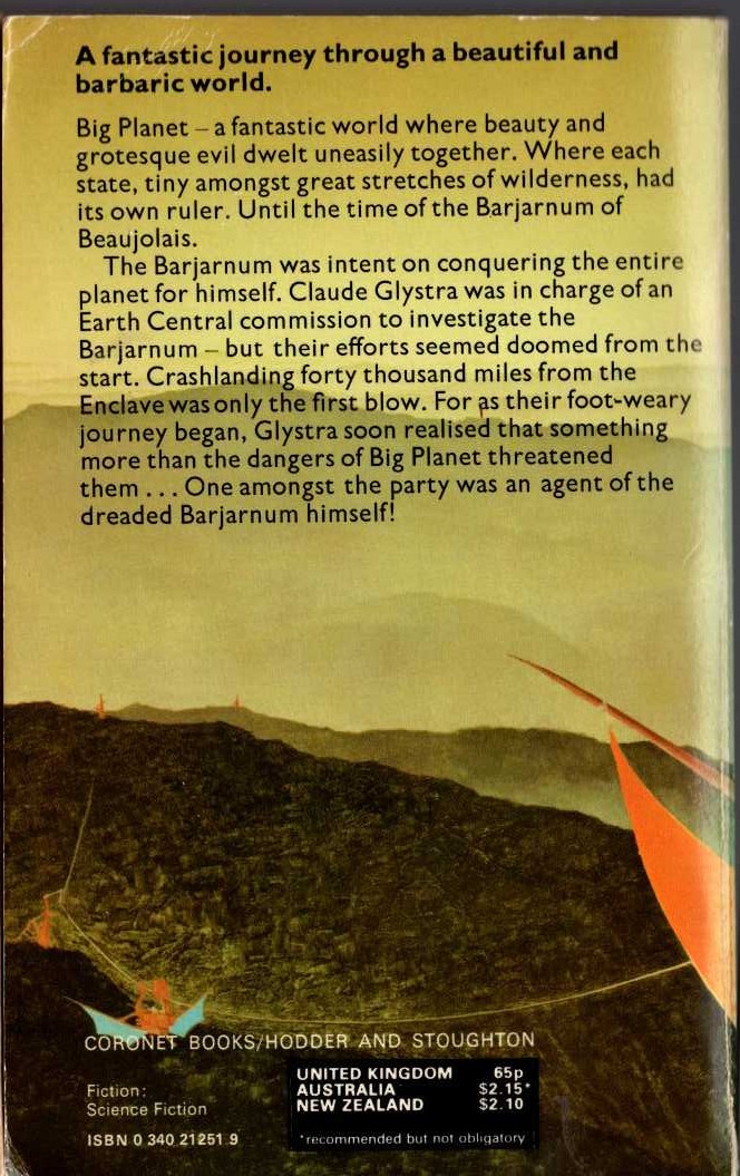 Jack Vance  BIG PLANET magnified rear book cover image