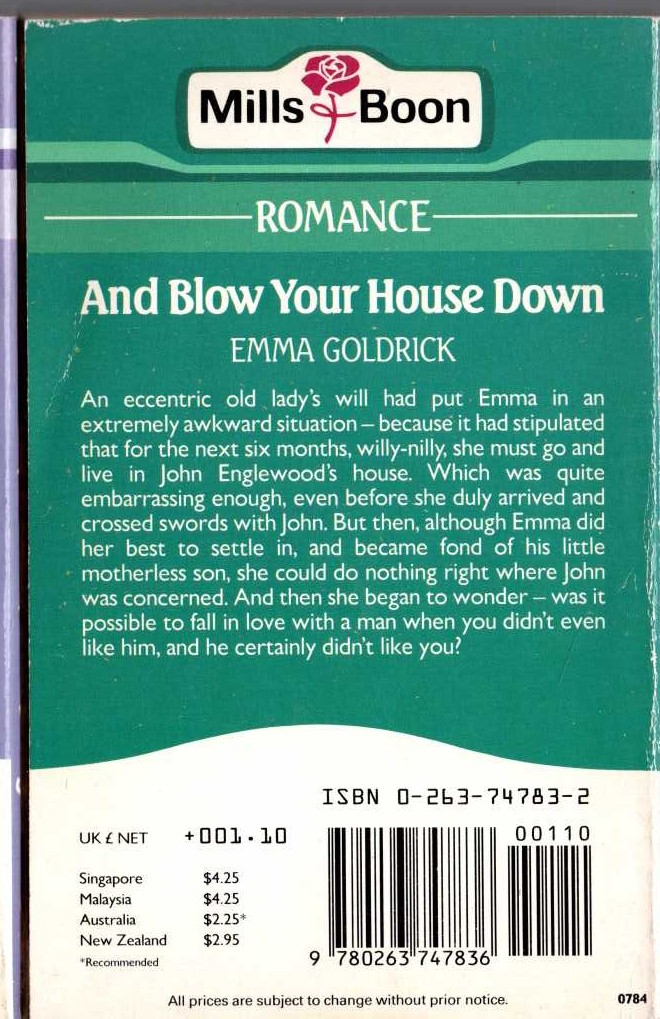 Emma Goldrick  AND BLOW YOUR HOUSE DOWN magnified rear book cover image