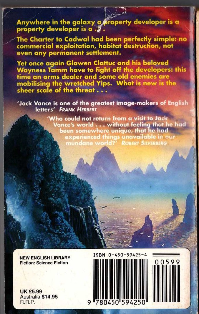 Jack Vance  THROY magnified rear book cover image