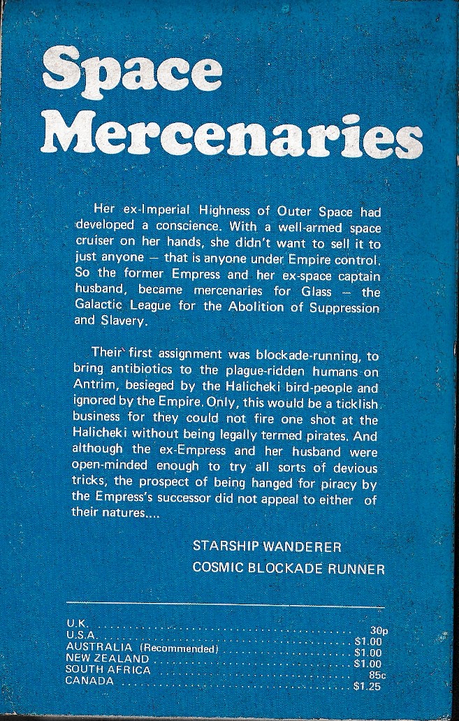 A.Bertram Chandler  SPACE MERCENARIES magnified rear book cover image