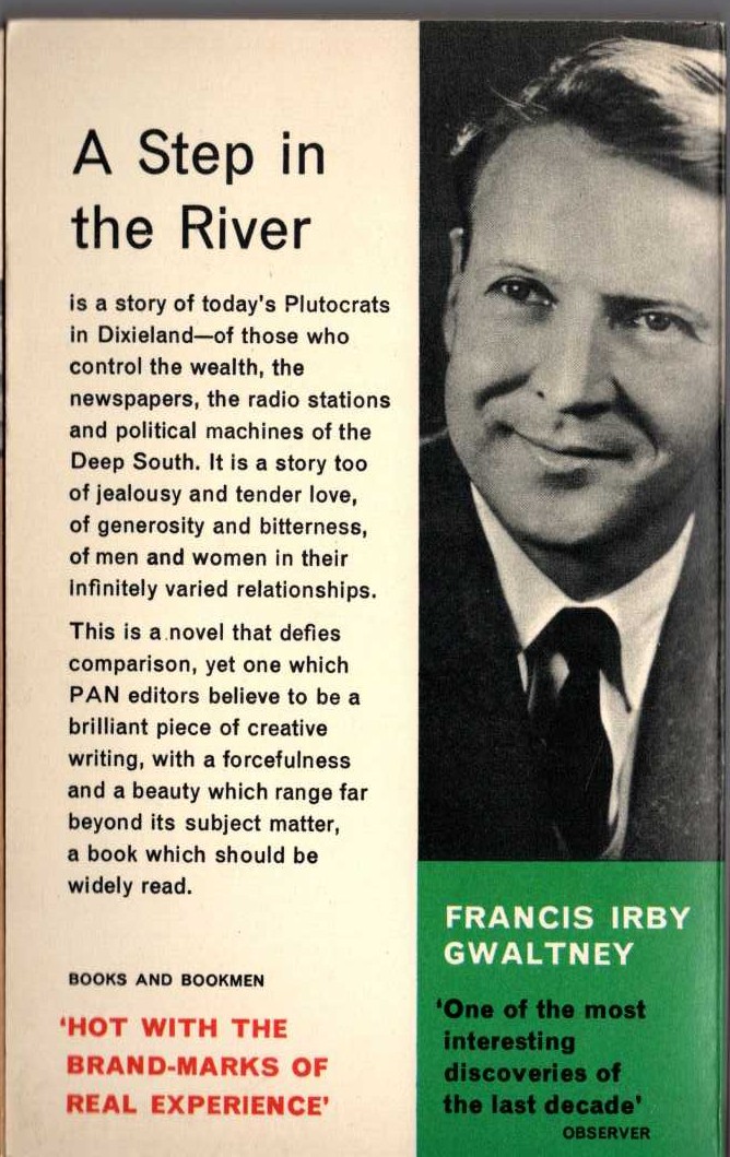 Francis Irby Gwalney  A STEP IN THE RIVER magnified rear book cover image