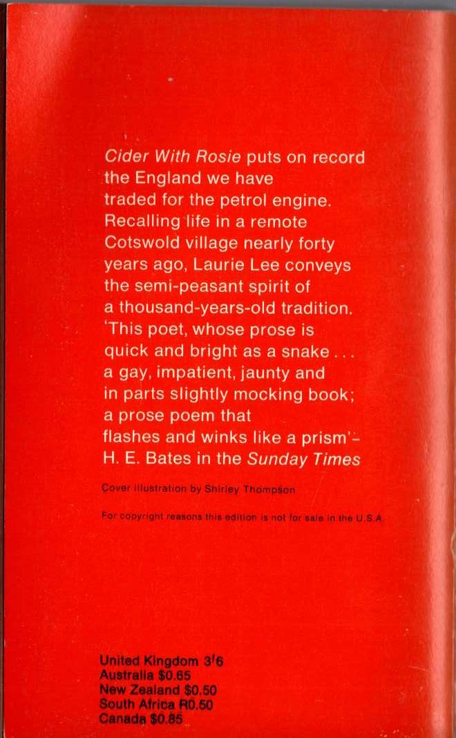 Laurie Lee  CIDER WITH ROSIE magnified rear book cover image