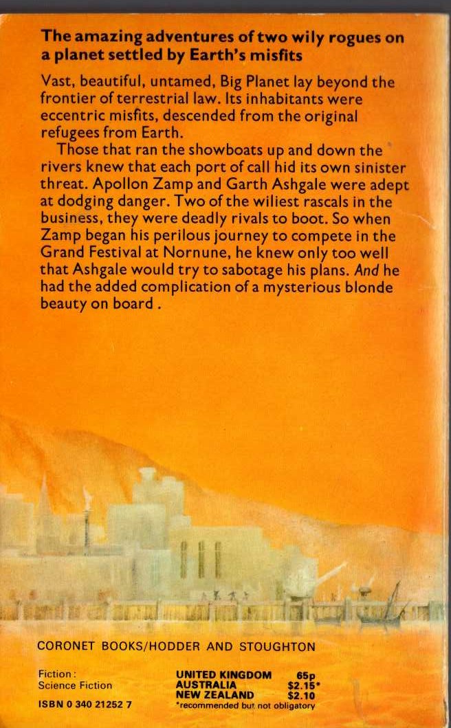 Jack Vance  SHOWBOAT WORLD magnified rear book cover image