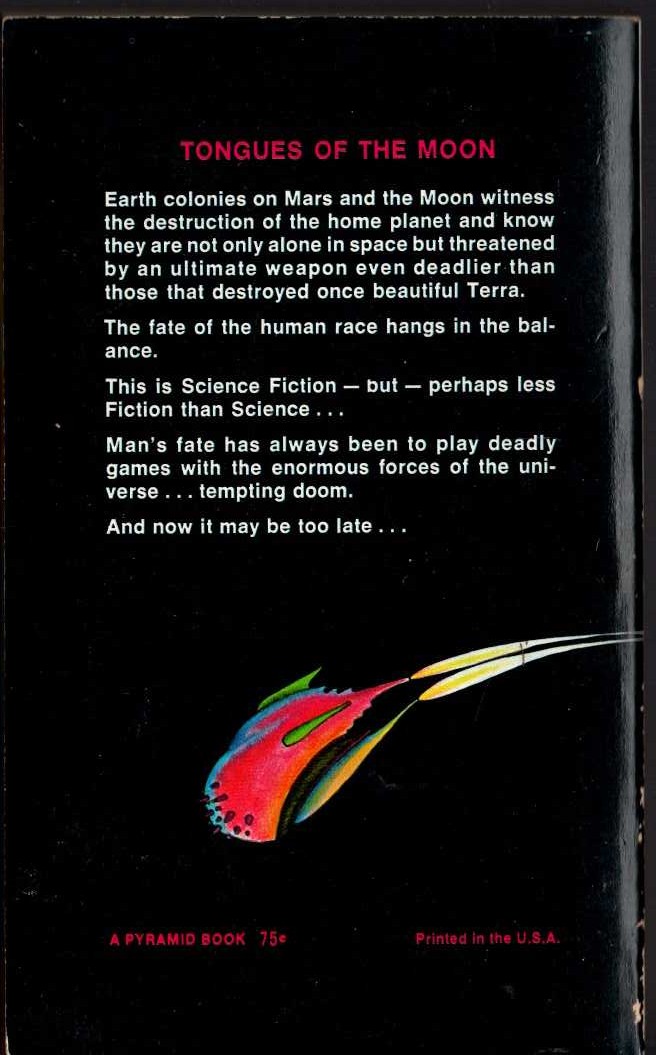 Philip Jose Farmer  TONGUES OF THE MOON magnified rear book cover image