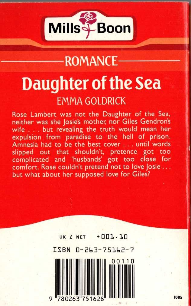Emma Goldrick  DAUGHTER OF THE SEA magnified rear book cover image
