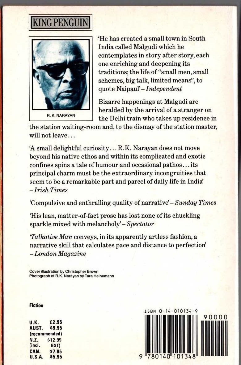 R.K. Narayan  TALKATIVE MAN magnified rear book cover image