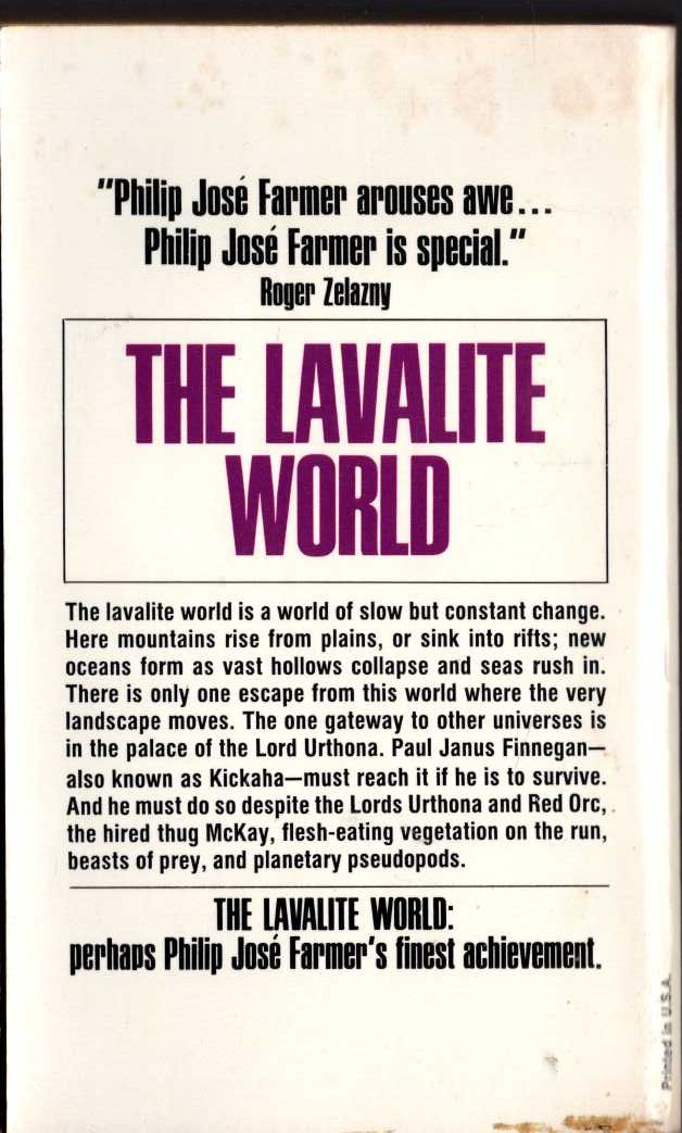Philip Jose Farmer  THE LAVALITE WORLD magnified rear book cover image