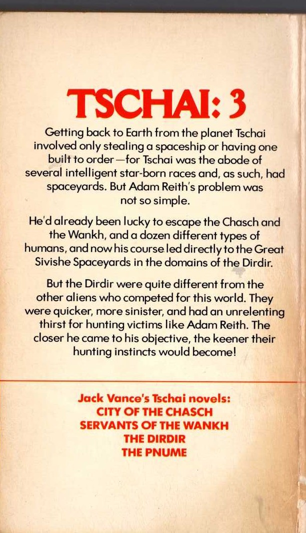 Jack Vance  THE DIRDIR magnified rear book cover image