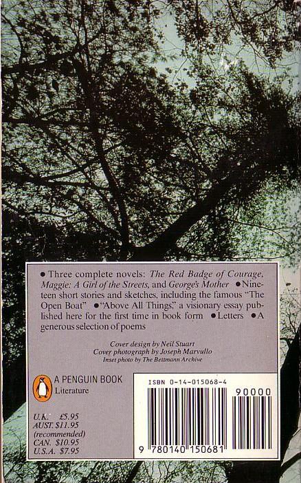 Stephen Crane  THE PORTABLE STEPHEN CRANE magnified rear book cover image