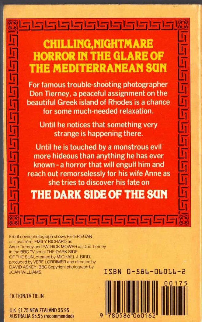 (Hugh Miller & Michael J.Bird) THE DARK OF THE SUN (BBC TV) magnified rear book cover image
