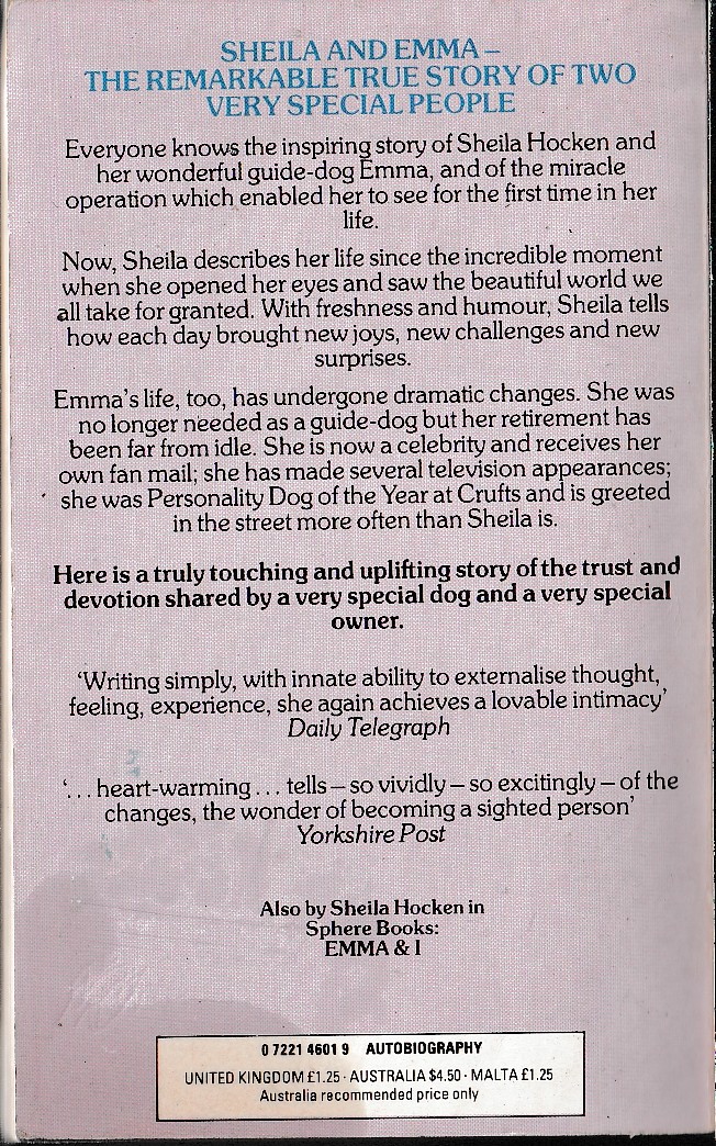 Sheila Hocken  EMMA V.I.P. magnified rear book cover image