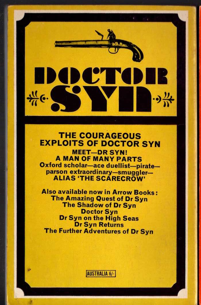 Russell Thorndike  THE COURAGEOUS EXPLOITS OF DOCTOR SYN magnified rear book cover image