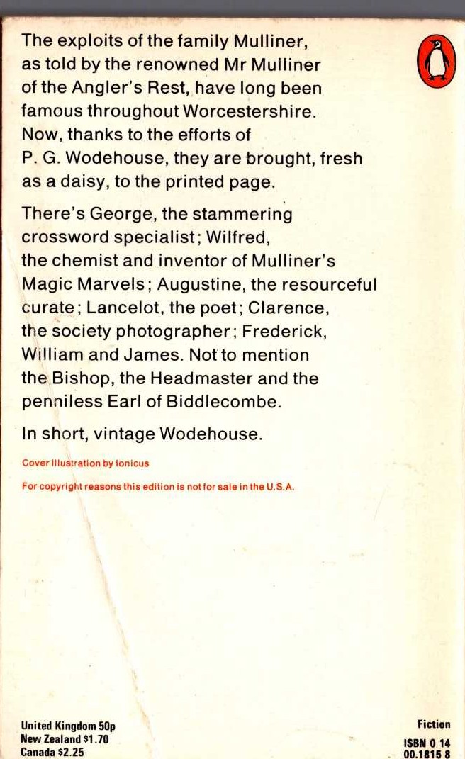 P.G. Wodehouse  MEET MR MULLINER magnified rear book cover image