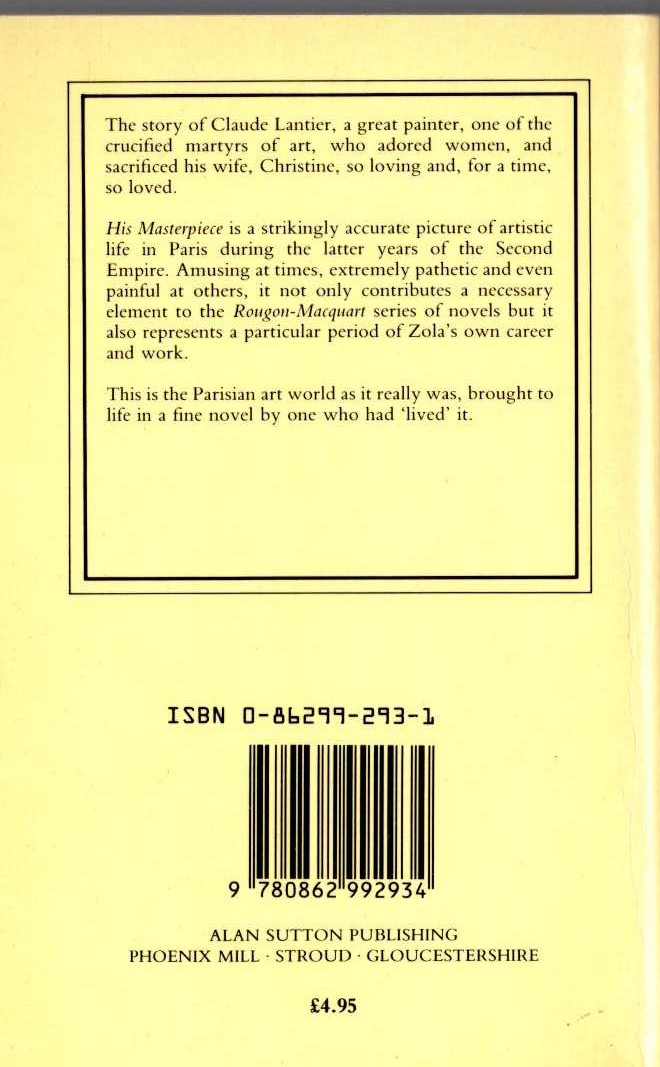 Emile Zola  HIS MASTERPIECE magnified rear book cover image