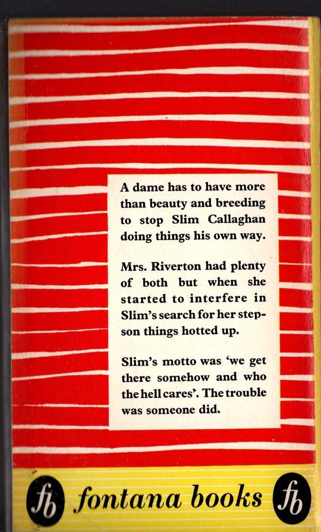 Peter Cheyney  DANGEROUS CURVES magnified rear book cover image