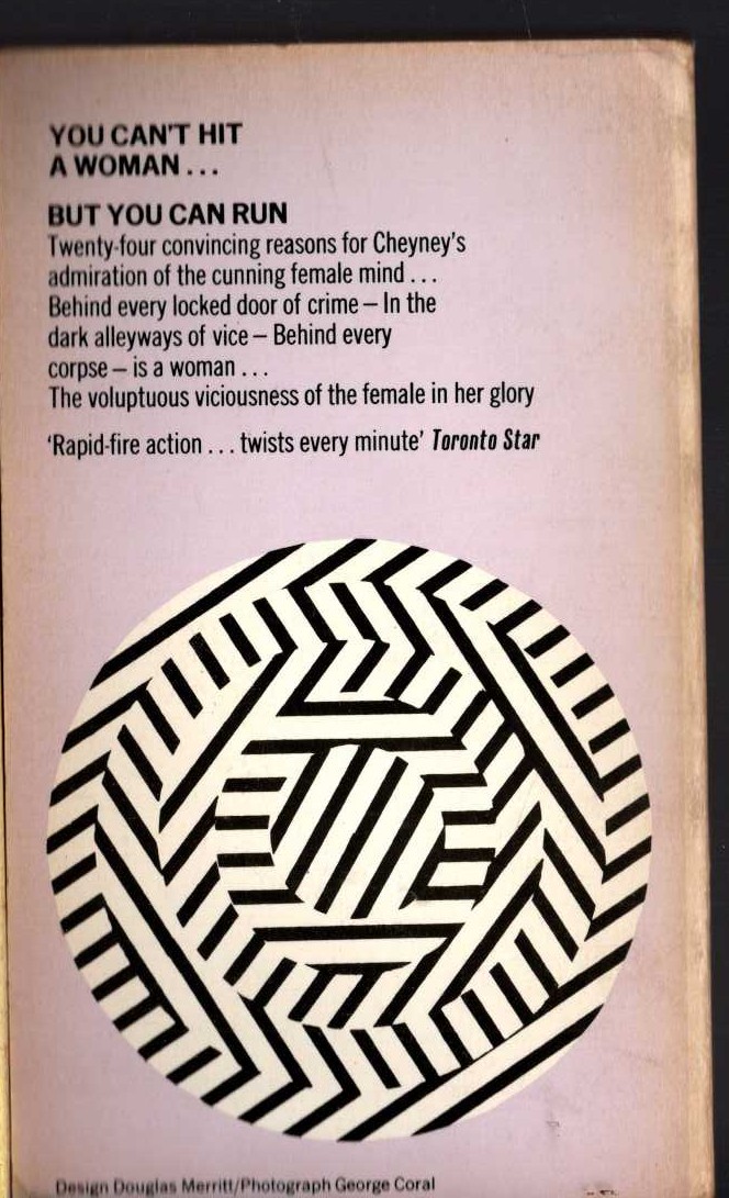 Peter Cheyney  YOU CAN'T HIT A WOMAN magnified rear book cover image