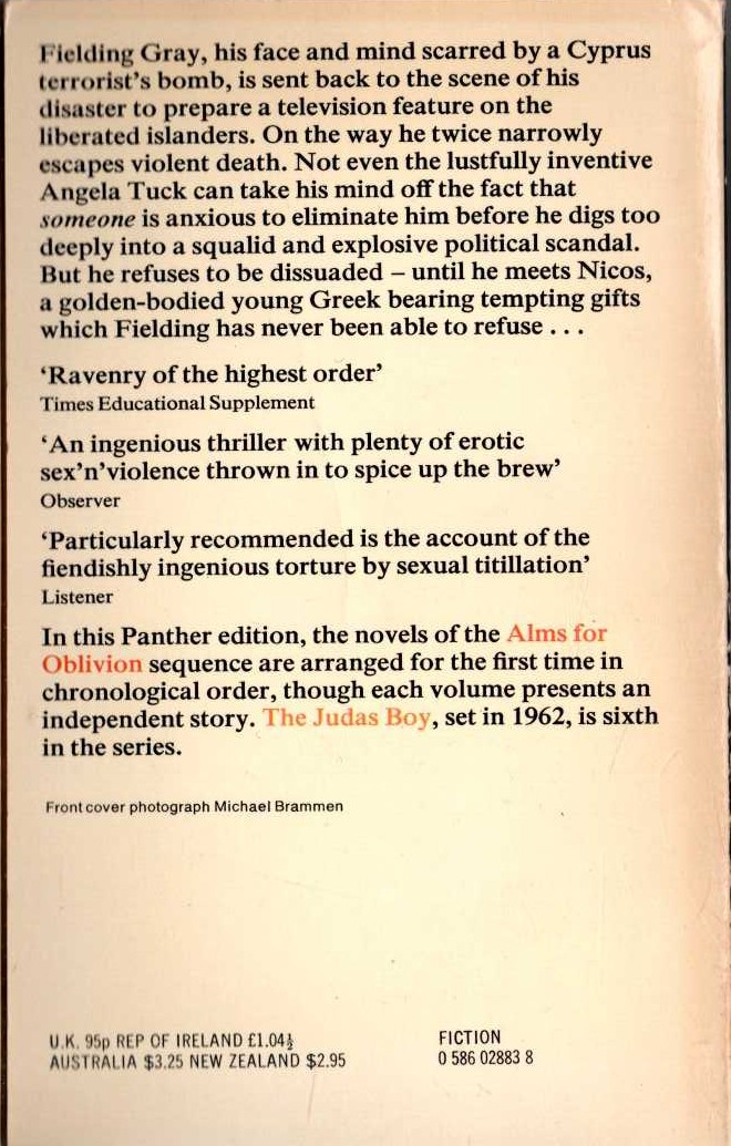 Simon Raven  THE JUDAS BOY magnified rear book cover image