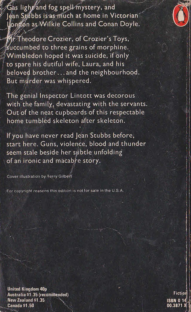Jean Stubbs  DEAR LAURA magnified rear book cover image