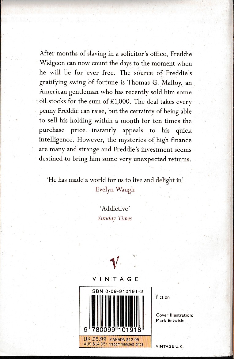 P.G. Wodehouse  ICE IN THE BEDROOM magnified rear book cover image