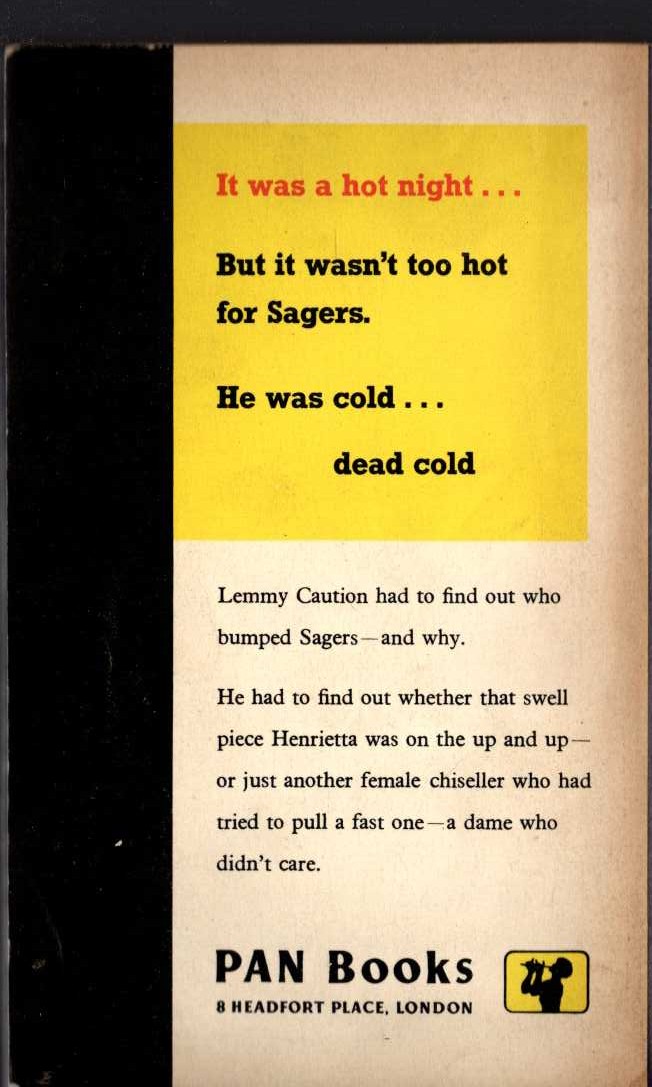 Peter Cheyney  DAMES DON'T CARE magnified rear book cover image