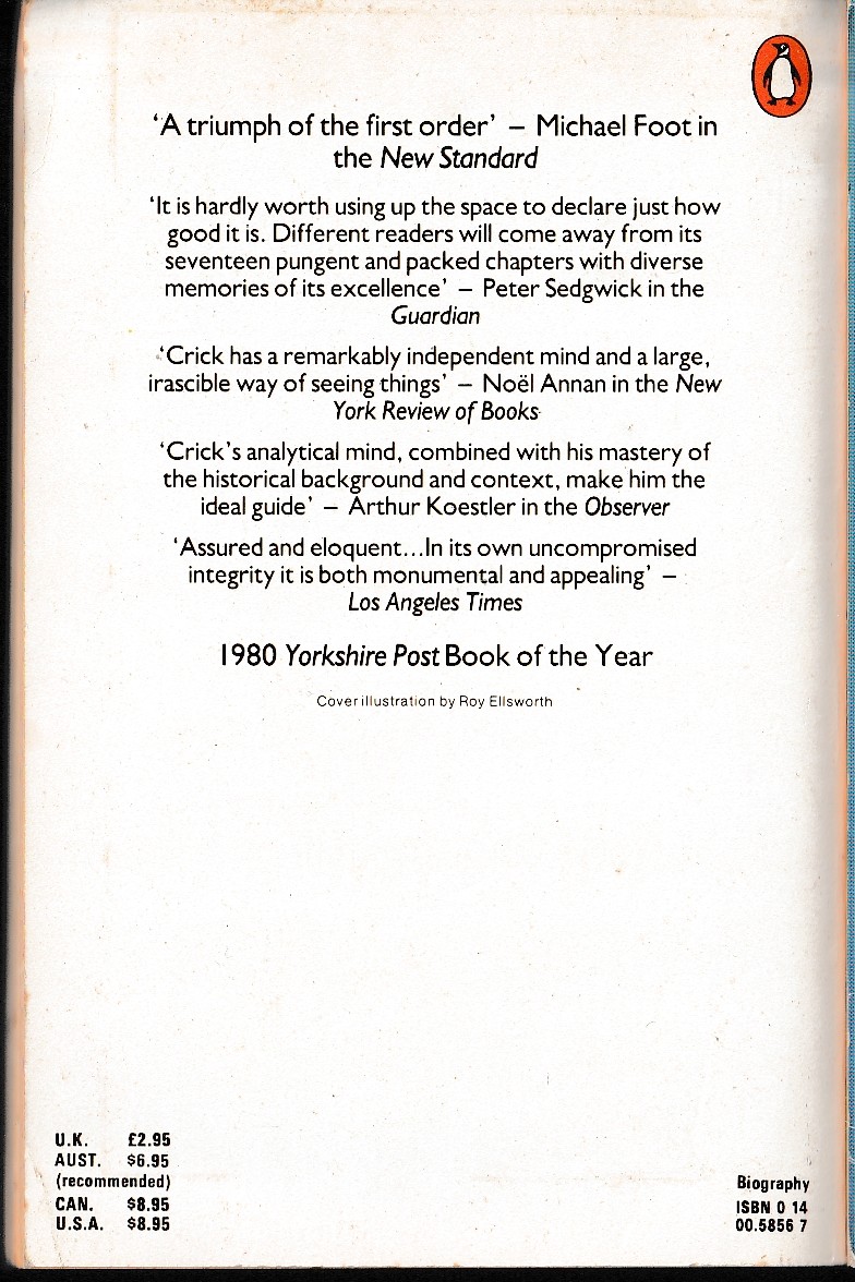 (Bernard Crick) GEORGE ORWELL. A LIFE magnified rear book cover image