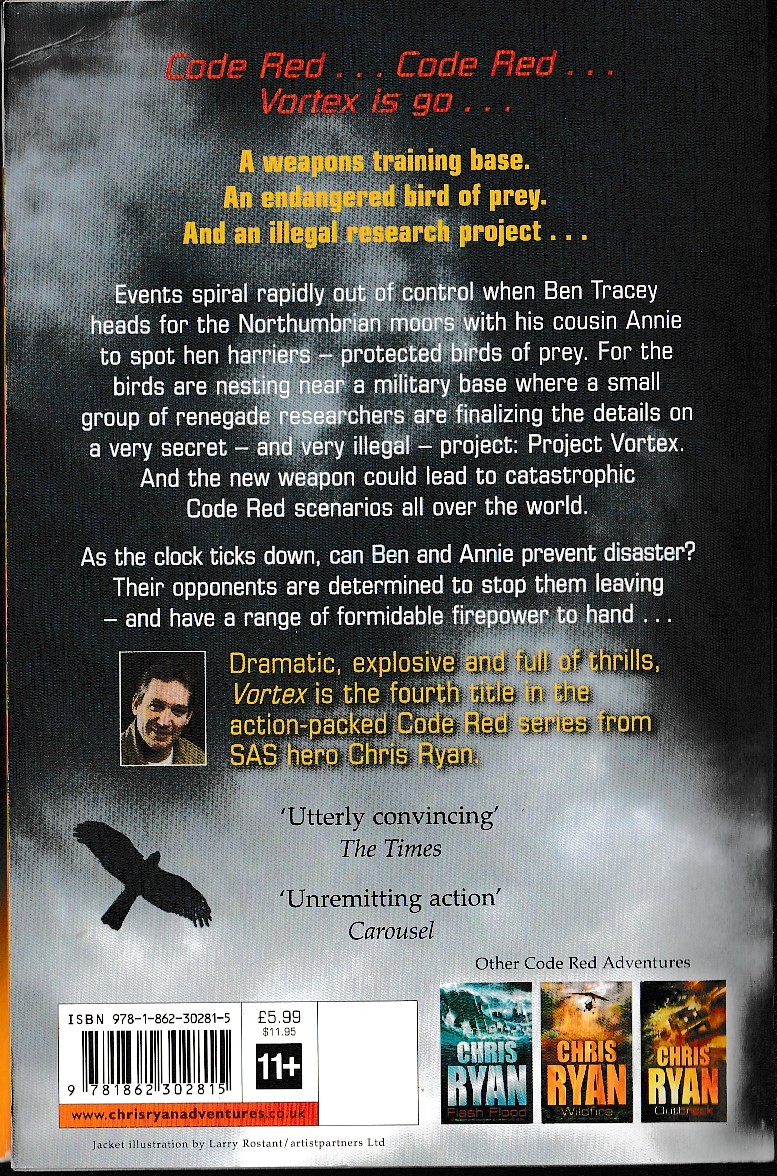 Chris Ryan  VORTEX magnified rear book cover image