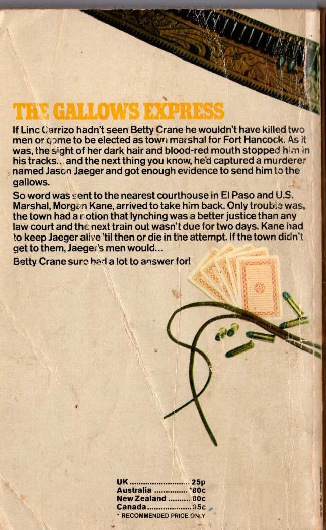 Louis Masterson  THE GALLOWS EXPRESS magnified rear book cover image