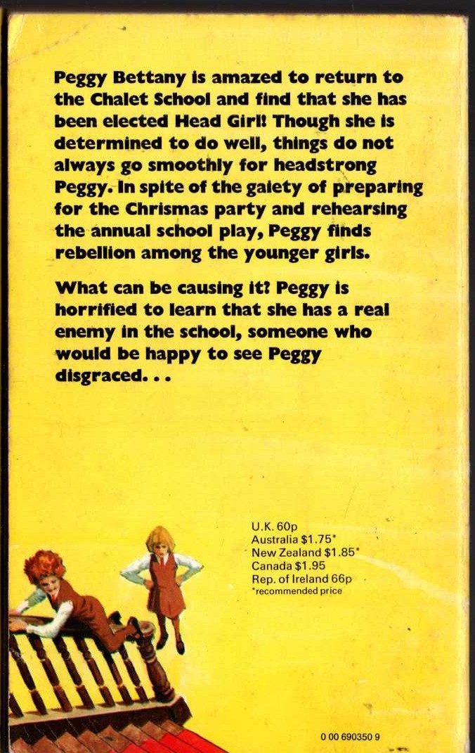 Elinor M. Brent-Dyer  PEGGY OF THE CHALET SCHOOL magnified rear book cover image